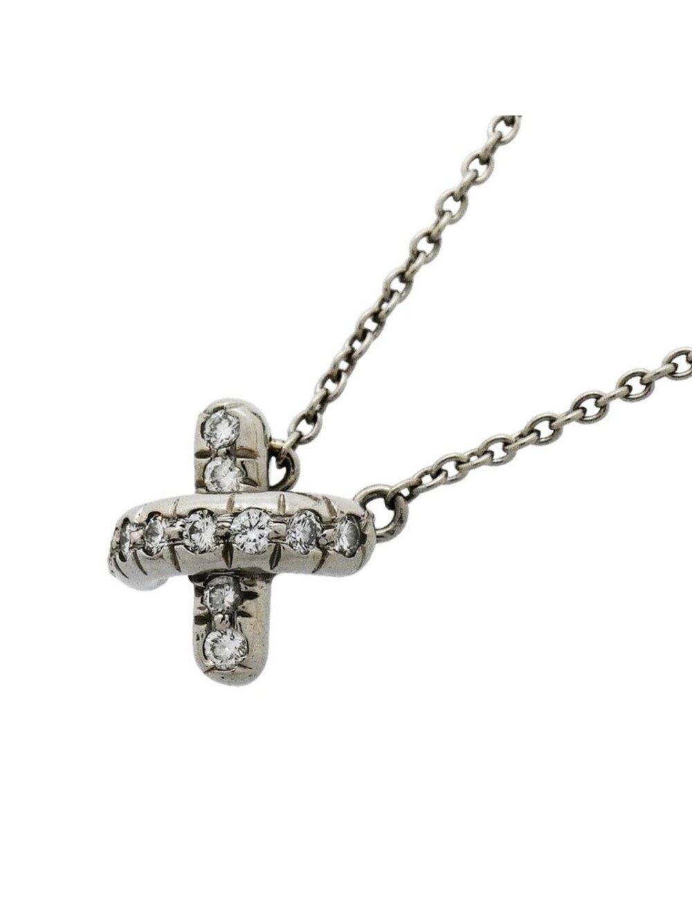 Tiffany & Co Necklace Cross Stitch Platinum Diamond